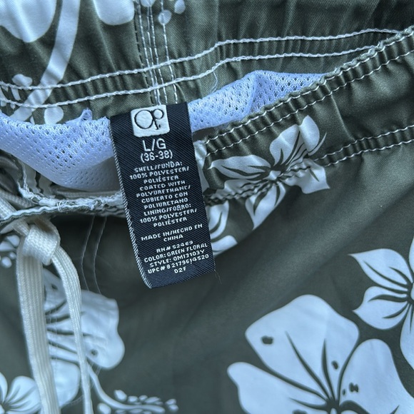 Op Mens floral bathing shorts with tie front & 2 side pockets SZ Large - Picture 2 of 5
